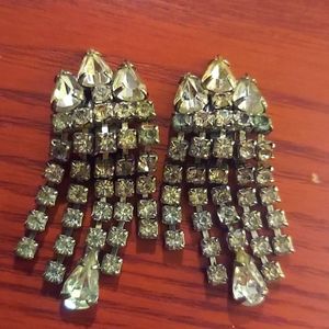 Kramer Clip-On Rhinestone Vintage Earrings